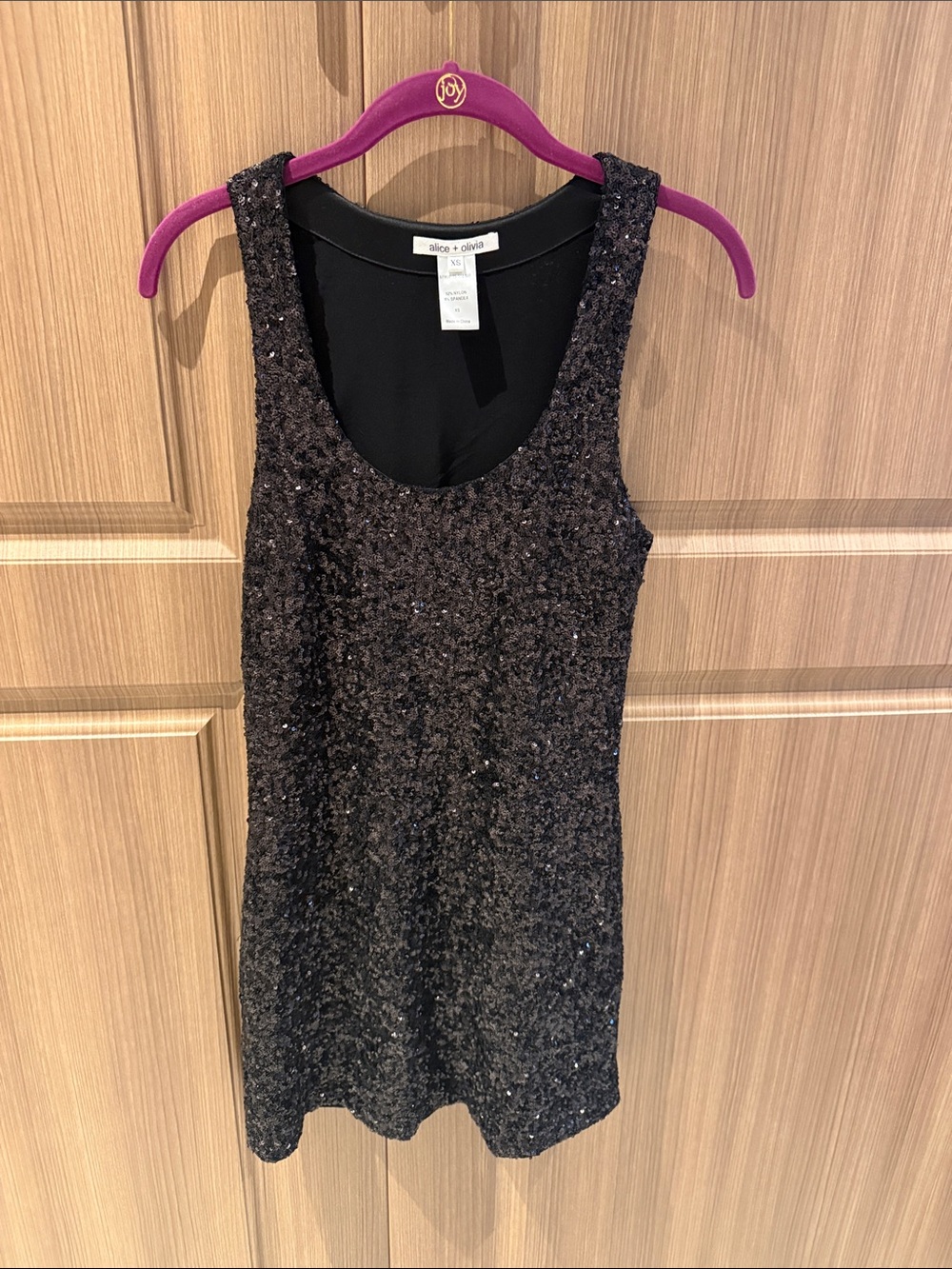 Alice + Olivia Black Sequin Tank Mini Dress
